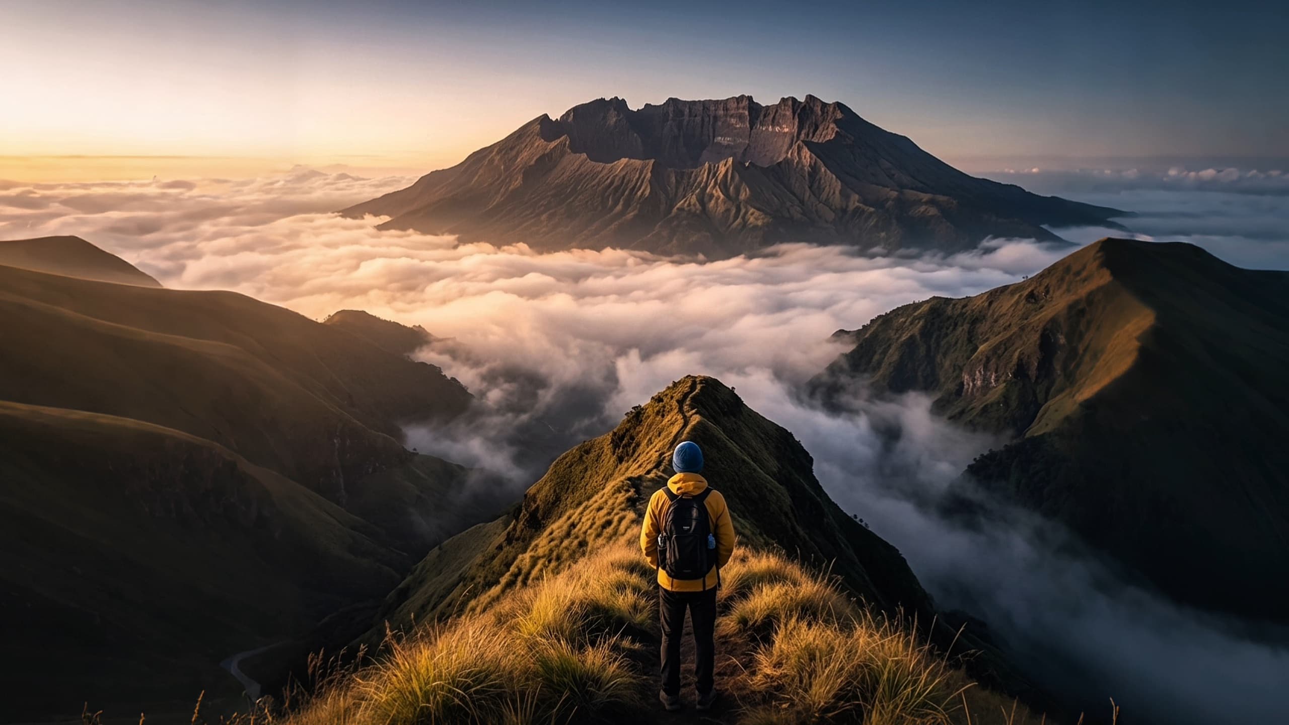 Pendaki menuju puncak gunung Indonesia